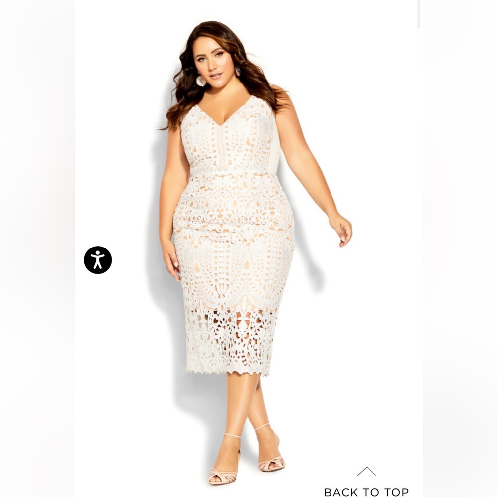 City Chic All Class Dress in Ivory lace
